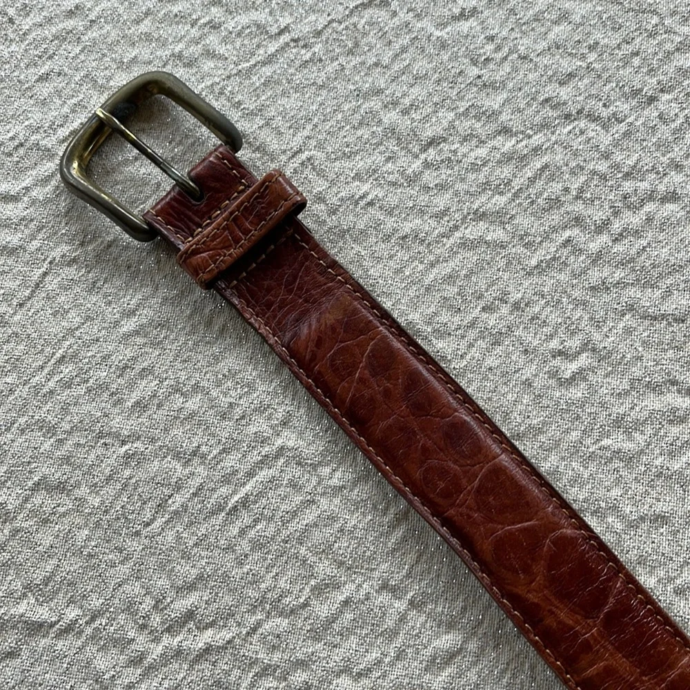 GAP | Kids Croc Embossed Brown Leather Belt XL
